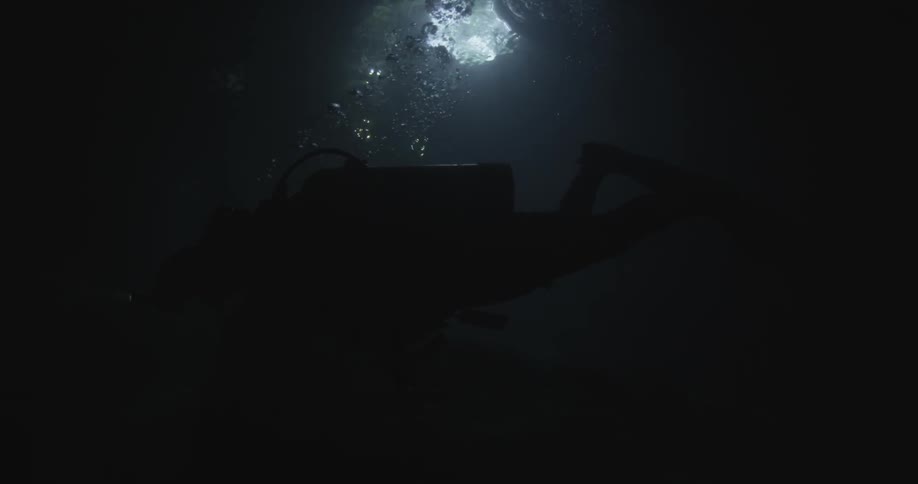 Person swimming in dark water