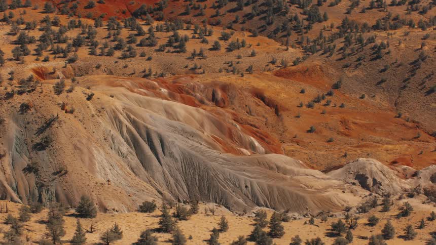 An aerial clip of a dry land