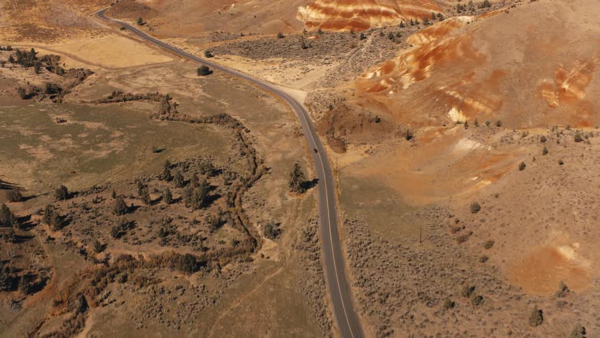 An aerial footage of a desert land
