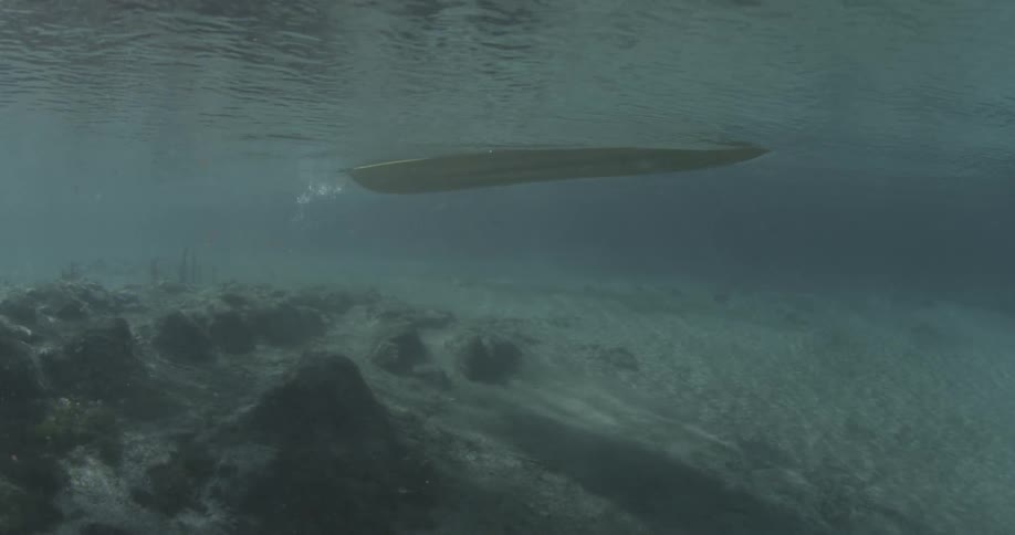 A boat sails off