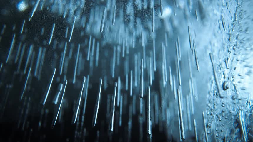 Light shines through a thick mass of ice