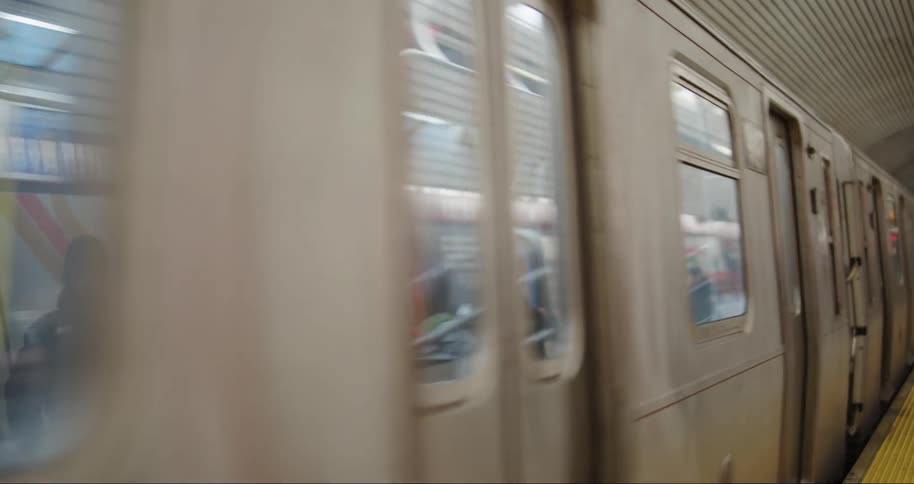 Train stopping at a subway station