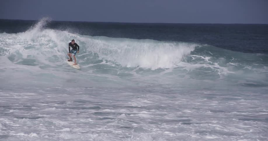 A man is surfing some waves