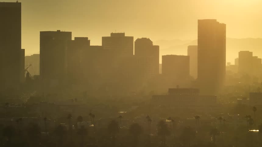 Haze fills the air in a city