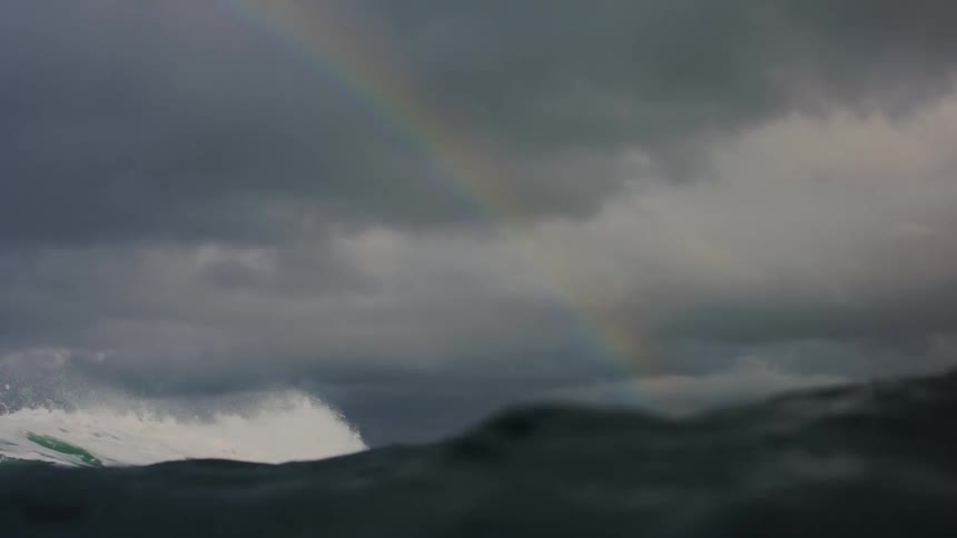 A rainbow over the ocean