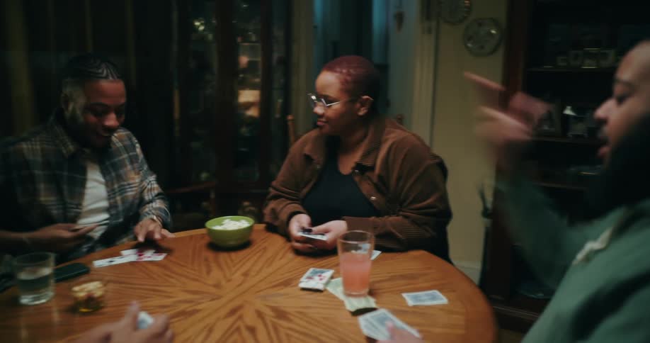 People are having fun playing cards