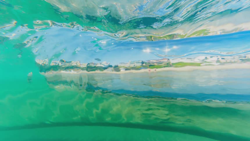 The water moves around on the shore
