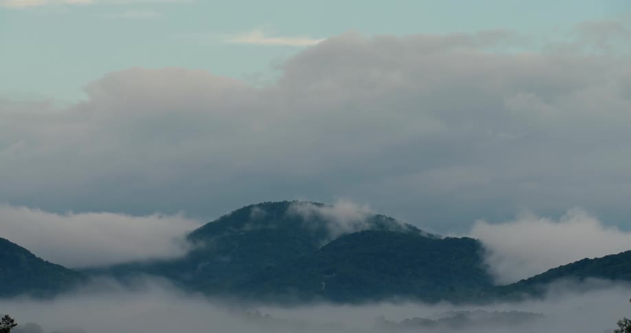 Mountain landscape with fog on a cloudy day