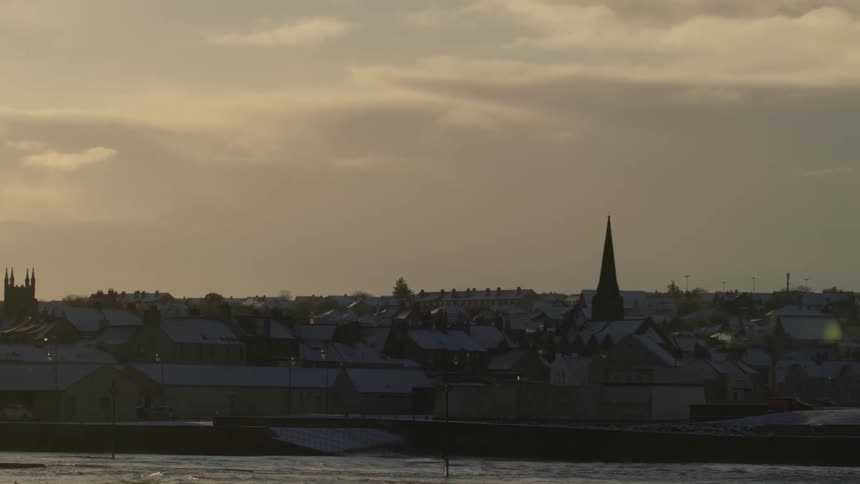 Cityscape taken over by snow