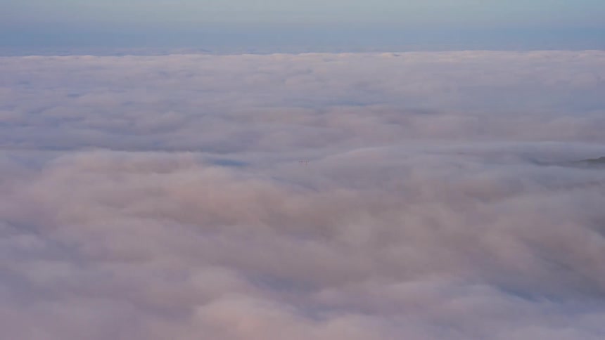 Sea of clouds covering mountains