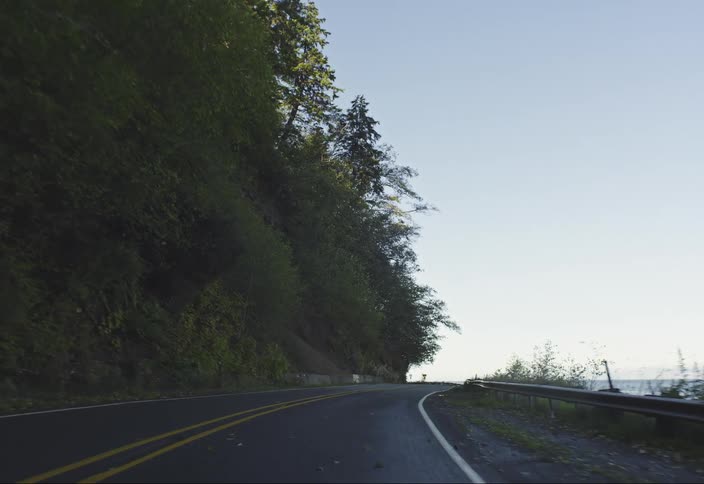 Driving down a winding road