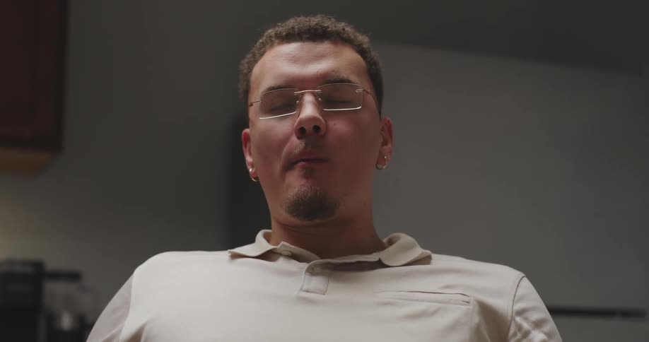 A footage of a man eating