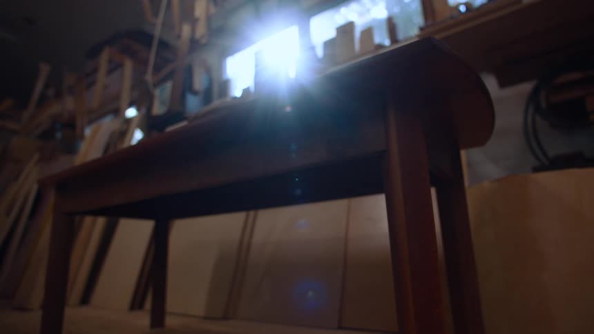 Wooden bench in a carpentry workshop