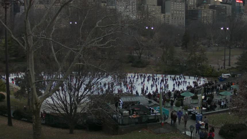 People enjoying themselves at an outdoor ice skating rink