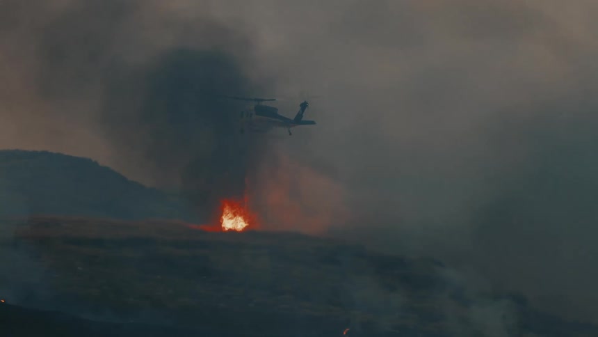 A footage of a firefighting helicopter