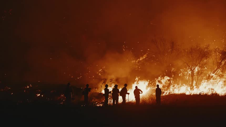 A footage of a wildfire outburt