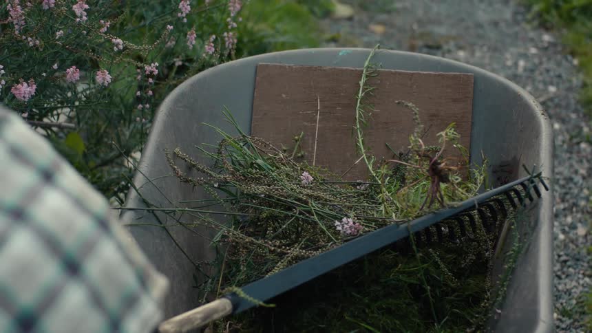 A clip of a person gardening