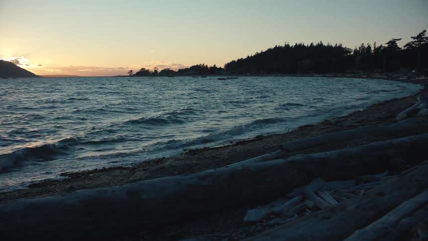 Waves wash up along the coast