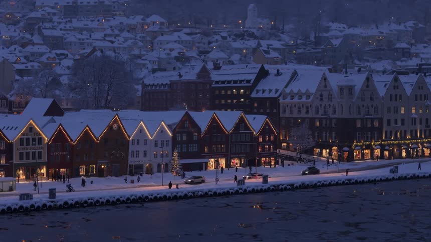 A city in the snow