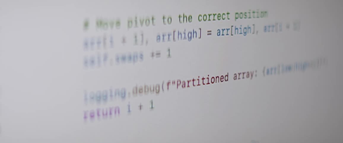 Closeup of a screen displaying source code