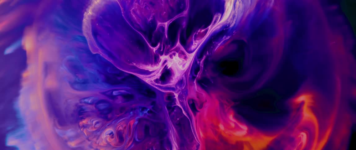Abstract pattern in shades of purple and orange with fluid and complex shapes