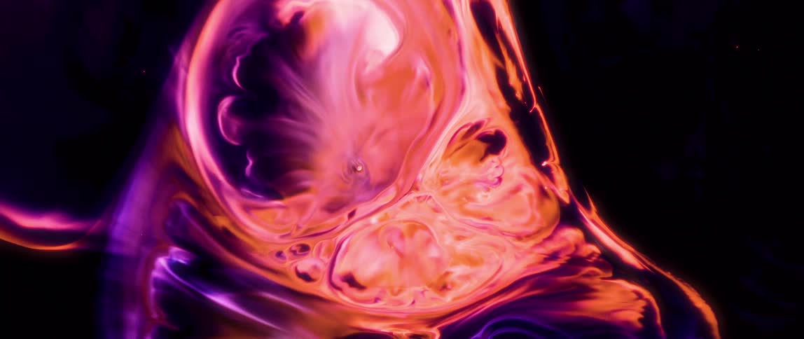 Abstract organic shapes and vibrant colors against a black background