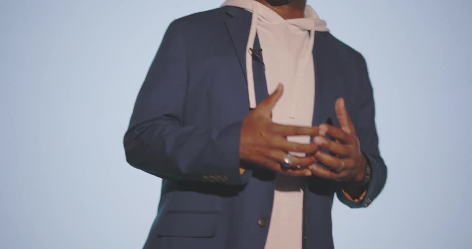 A footage of a person giving a speech