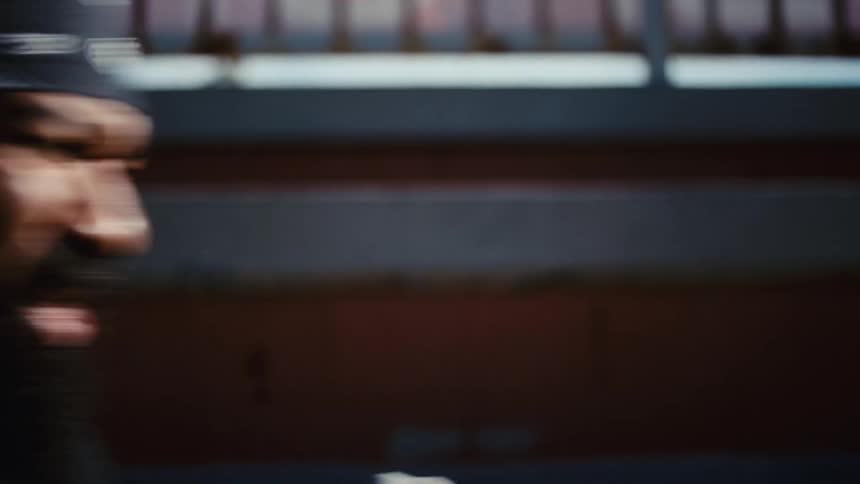 Side portrait of a man doing physical exercise