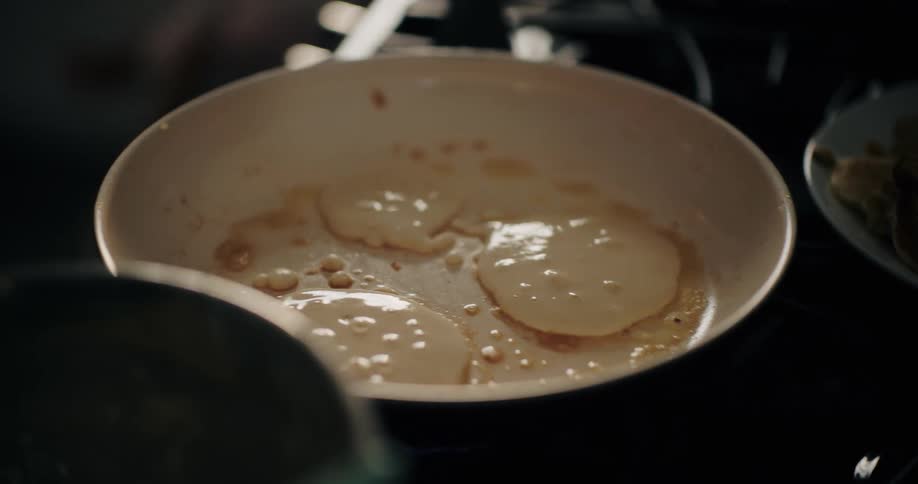 Frying pan with oil frying food