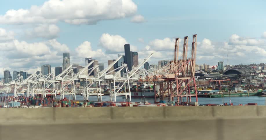 The docks are covered with shipping containers
