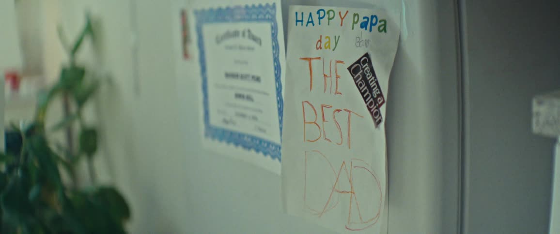 Happy fathers day drawing stuck on the fridge