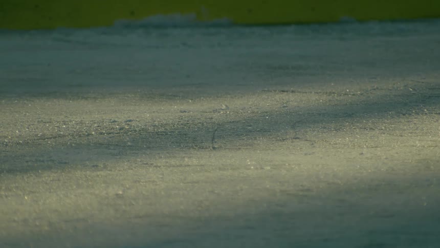 Person with hockey skates moving on ice