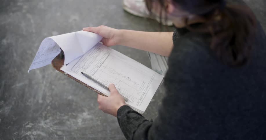 A persons hand wetting the sheets of paper on a cardboard clipboard