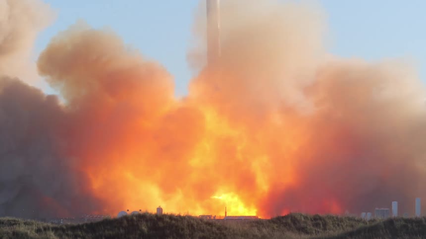 SpaceX Starship Rocket Launches from Starbase - Medium Shot