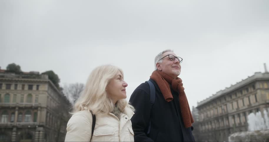 Tourists are walking through the city
