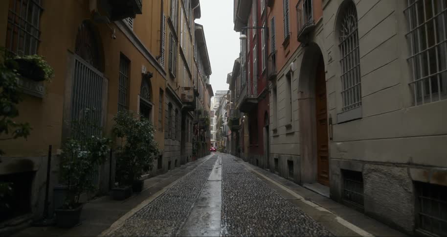 The alley is empty in the city