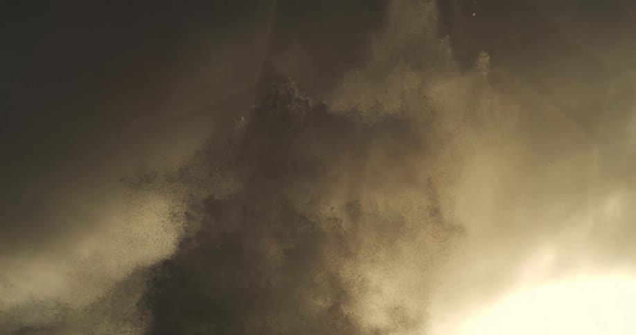 Explosion of a wave that rises into the air when hitting the coast