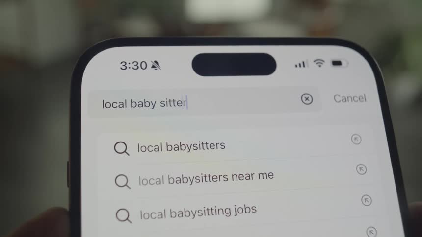 Closeup of a smartphone screen and text being typed