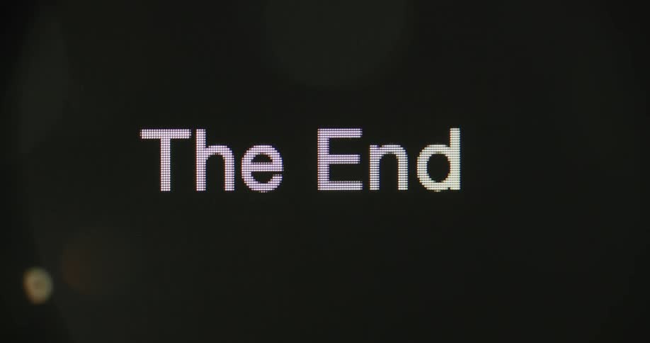 Cursor blinks on the screen while the words the end are typed