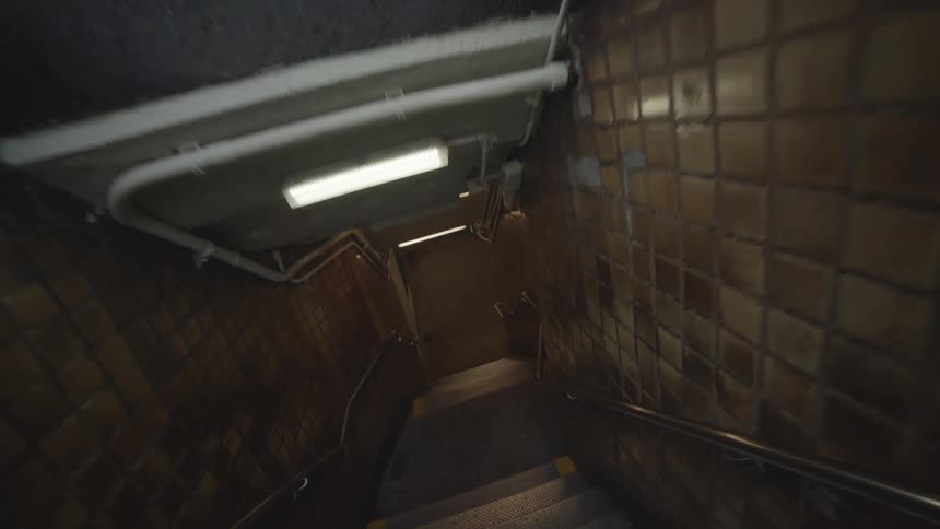 Descending stairs to the subway