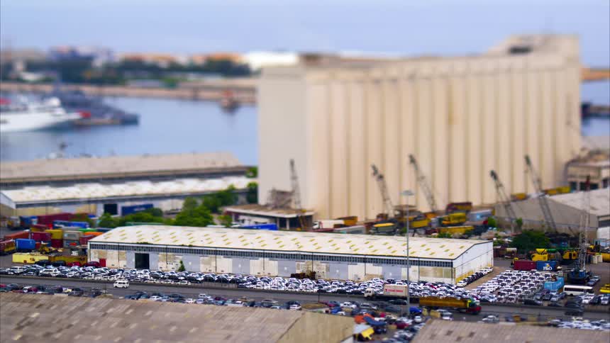 Panorama of a seaside logistics center