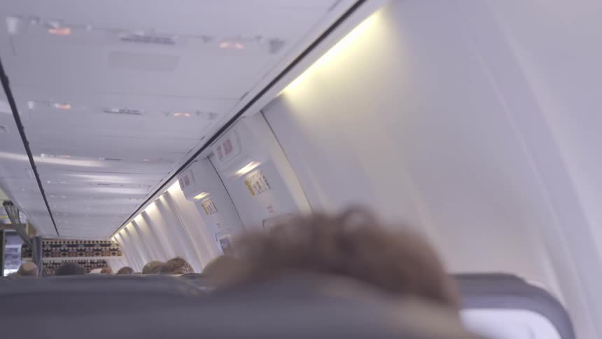 The inside of an airplane