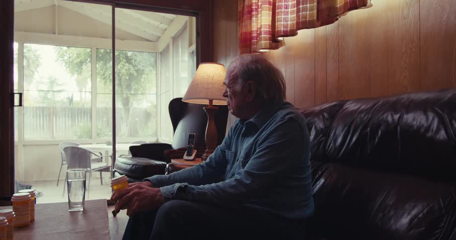 A footage of a depressed elderly man