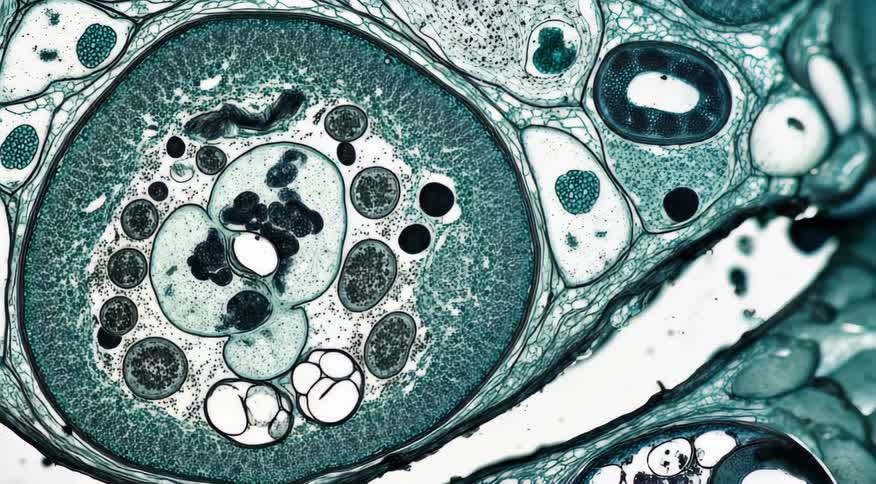 Shapes and colors are shown under a microscope