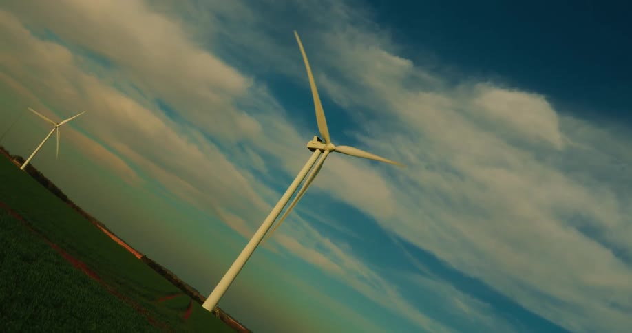 Wind turbines in a field