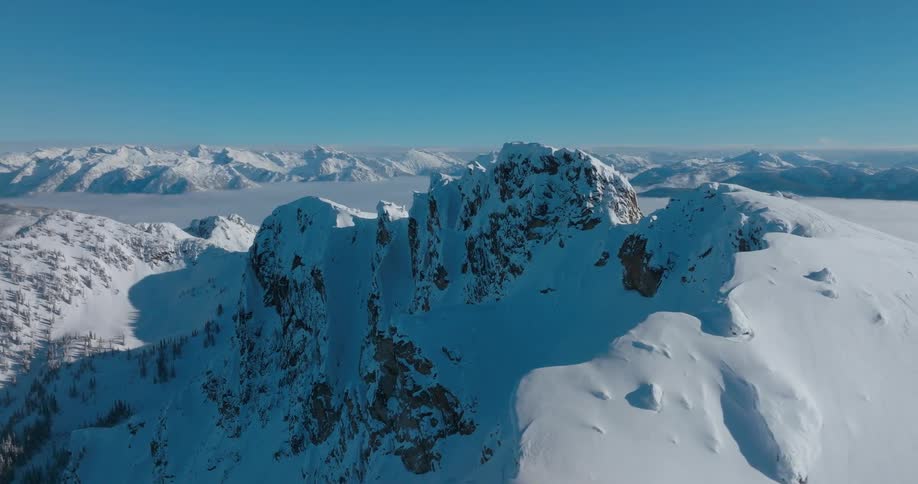 An aerial footage of an ice mountainous area