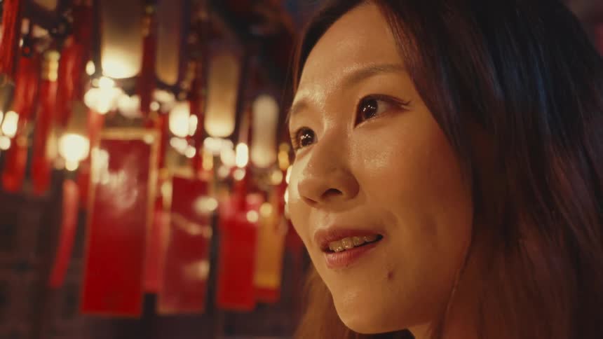 A footage of an asian lady smiling