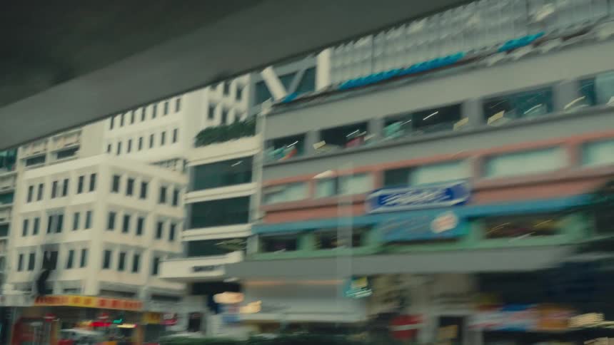 Moving view of buildings in a metropolis