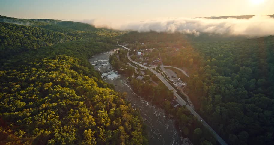 An aerial footage of a rural community