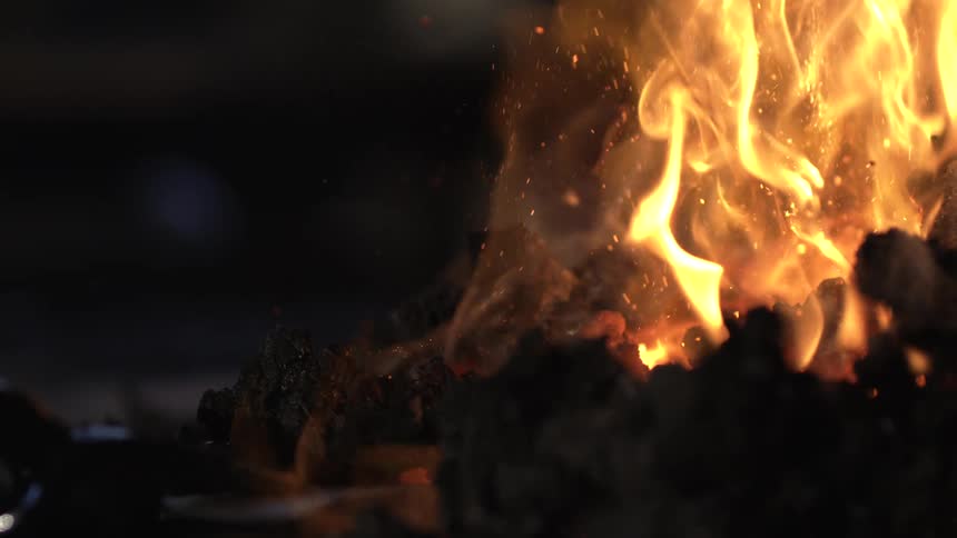 A roaring flame